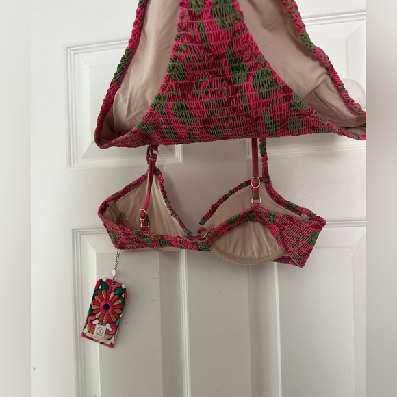 Farm Rio smocked bikini bathing suit high rise push-up seasheel small new - Picture 3 of 8